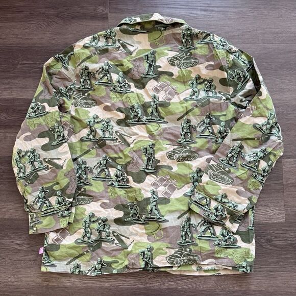 NICK & NORA TOY ARMY CAMO Woven Cotton PJ PAJAMA SET TOP PANTS RARE LARGE - Picture 10 of 10
